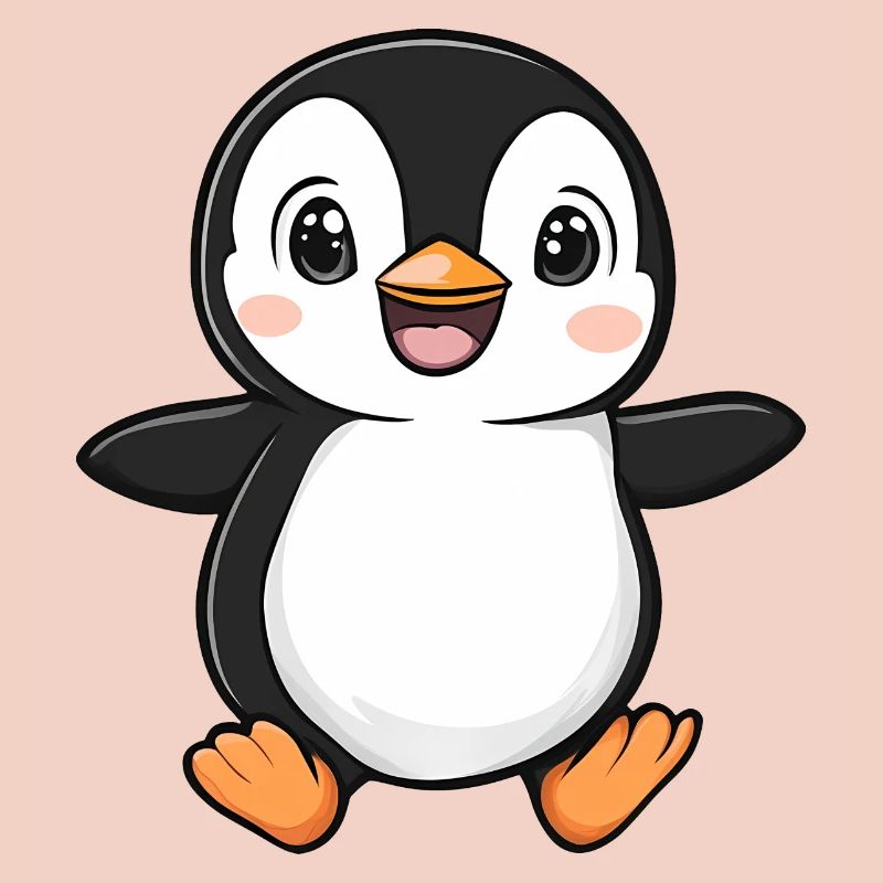 Mignon Adorable Pingouin - Conception de dessin animé charmant
