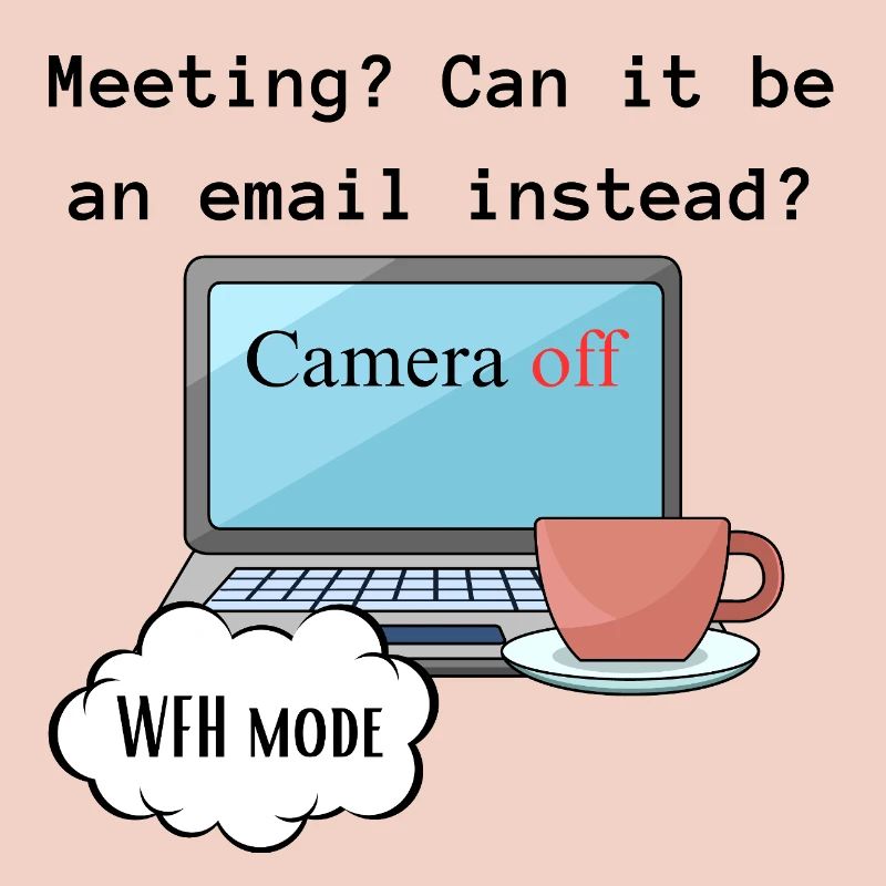 Treffen lustige WFH ändern Computermodus Arbeit.