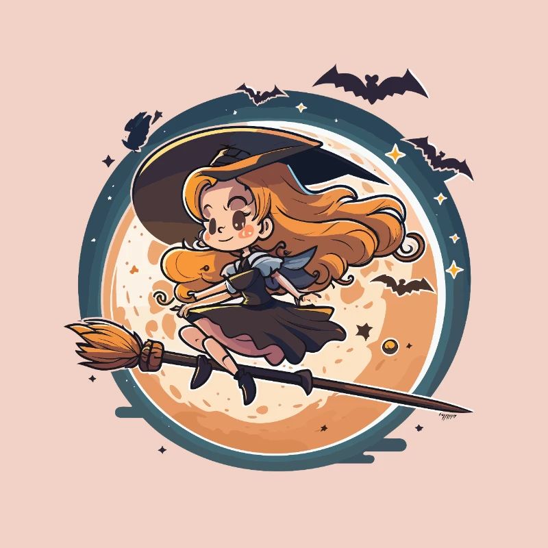 Moonlight Witch on Broom