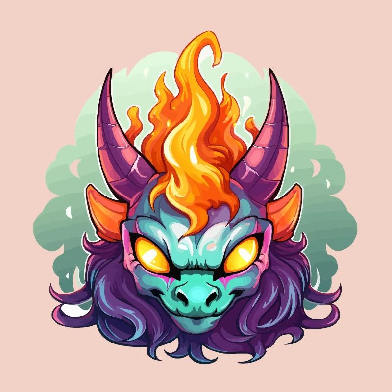 Flame Head Demon Face