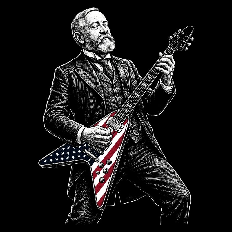 Benjamin Harrison Guitar Hero avec drapeau