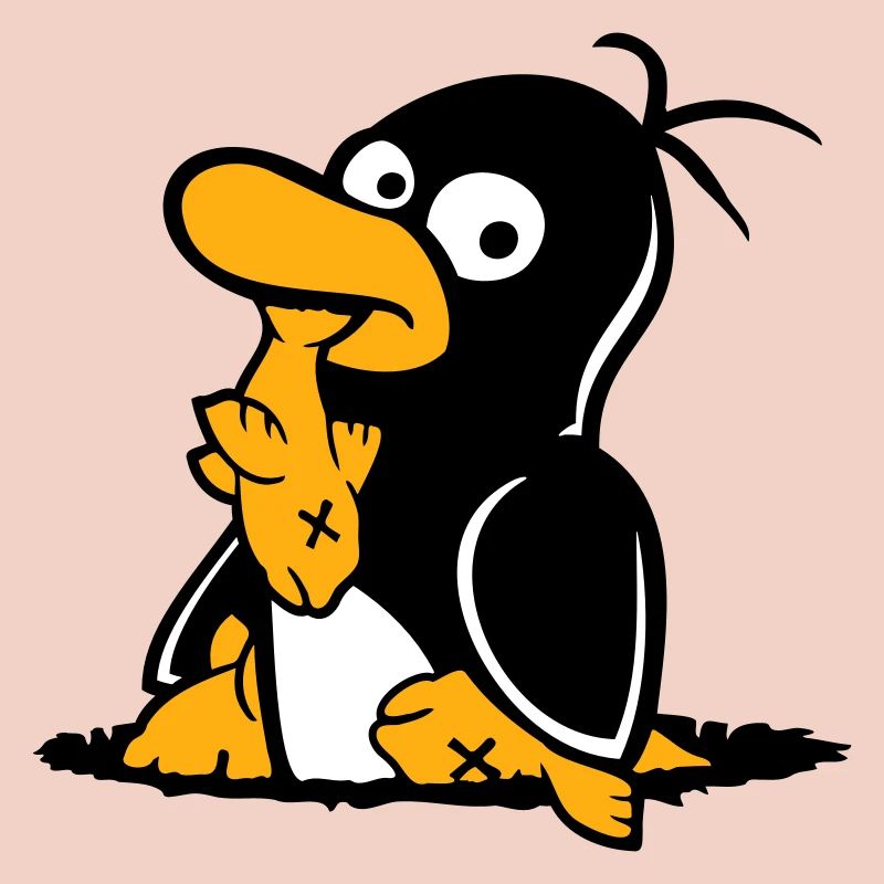 Penguin Eats Fish Caught Hole Bottom Hunger Cool
