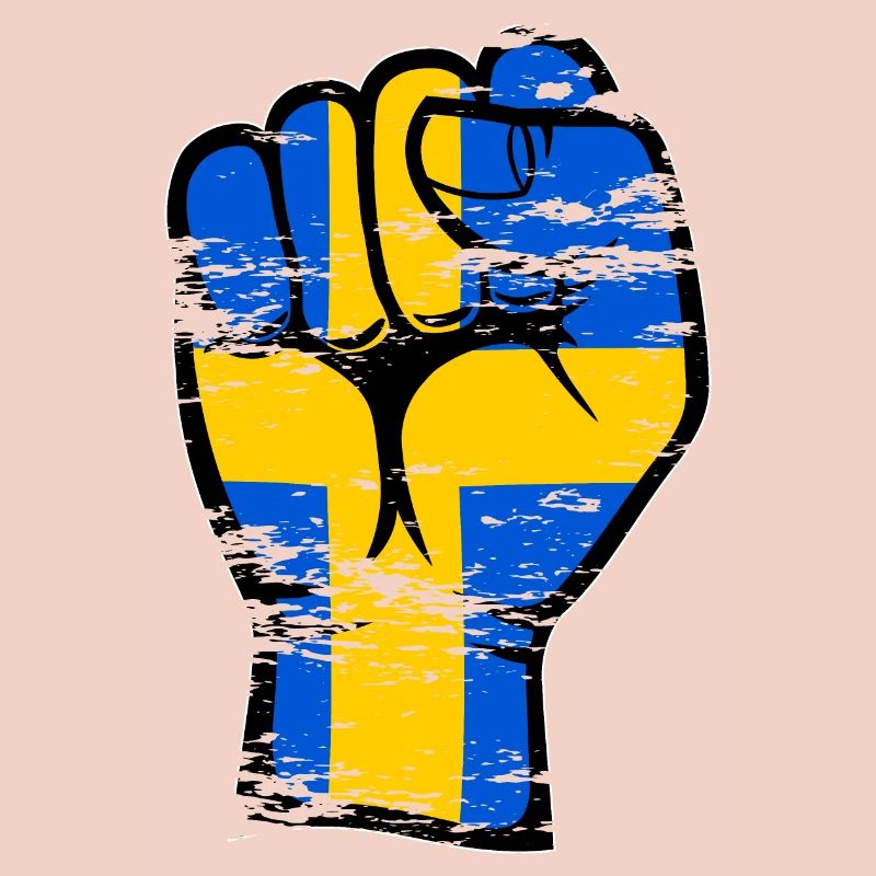 Icône de main de poing de drapeau de la Suède utilisée