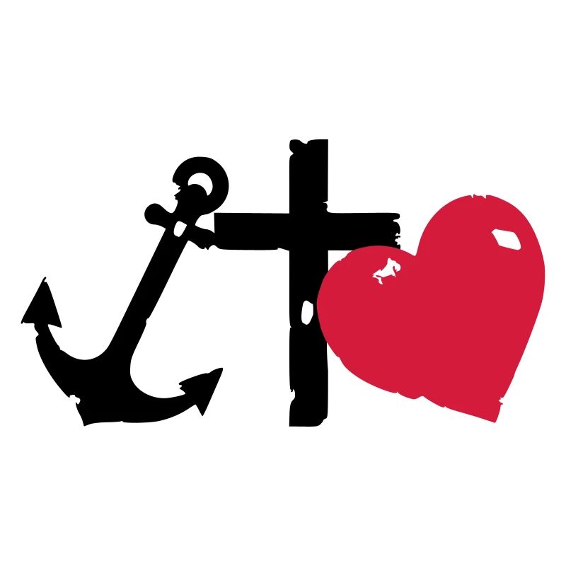 Rote Herzsilhouette glaube-liebe-Hoffnung