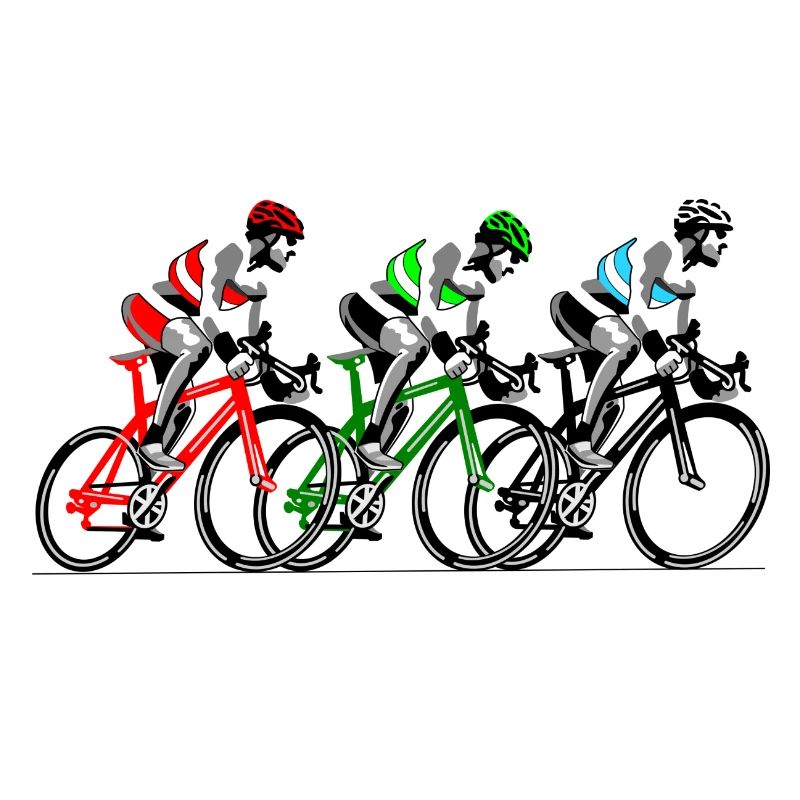 Trois cyclistes en mouvement
