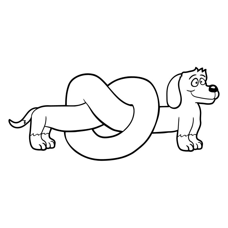 Hund Dackel Brezel Form Knoten Langer Körper Comic