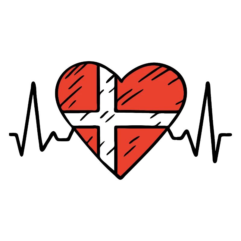 Danemark Heartbeat Line Drapeau danois Love Design