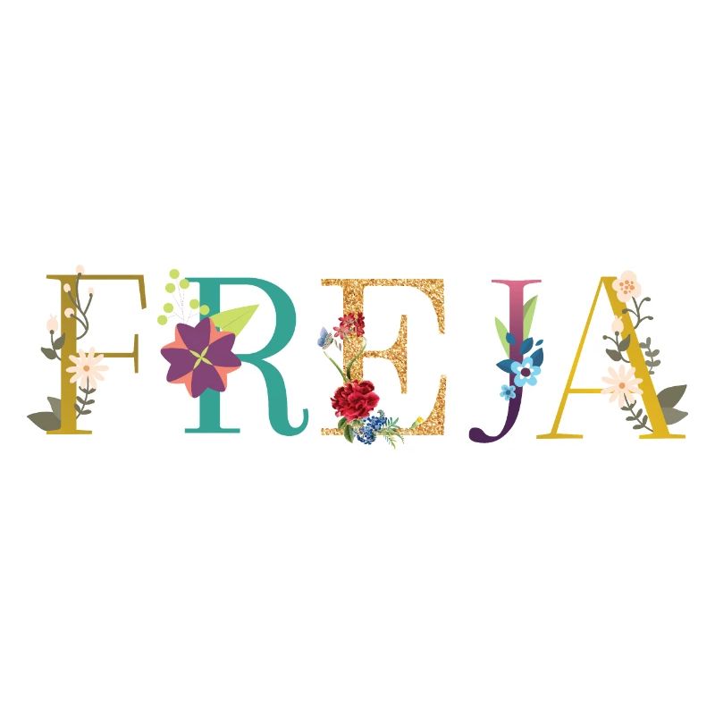 FREJA name decorated with flowers