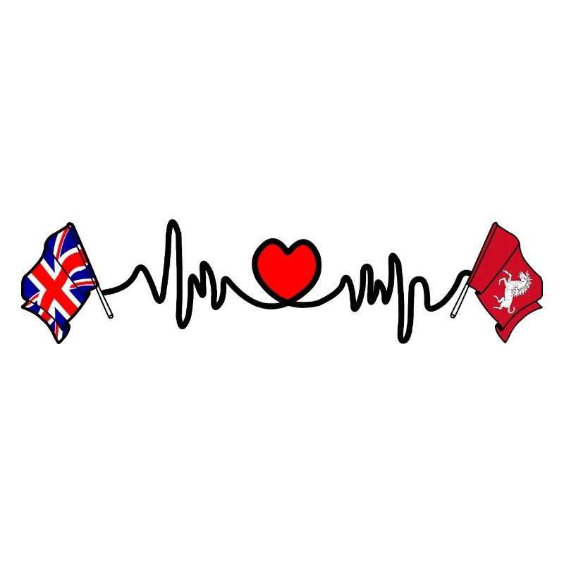 Drapeau du Kent + Battement de cœur + Drapeau du Royaume-Uni