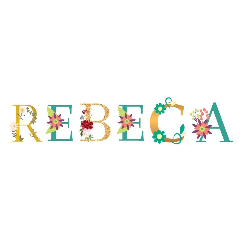 Le nom REBECA est décoré de fleurs
