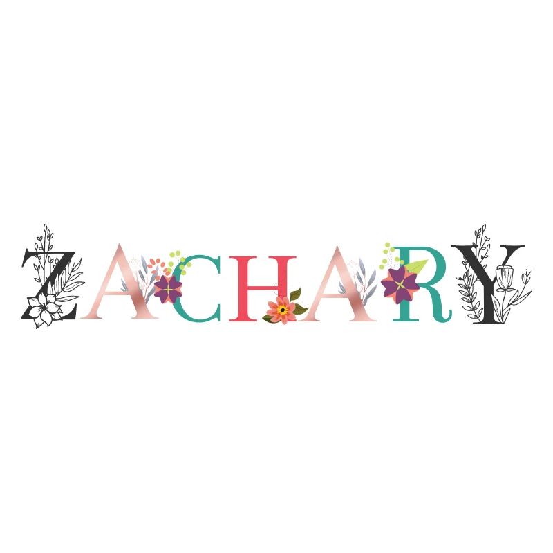 Art du nom ZACHARY avec des fleurs brodées