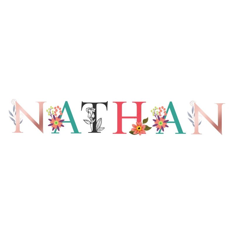 NATHAN Name Art avec fleurs brodées