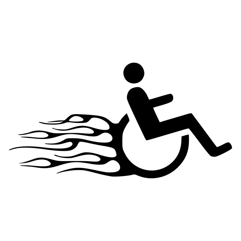 Wheelchair user with flames #