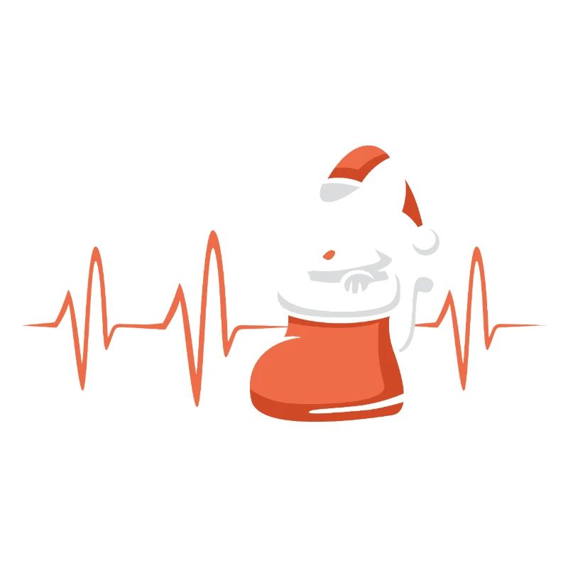 Chat de Noël en design de battement de cœur