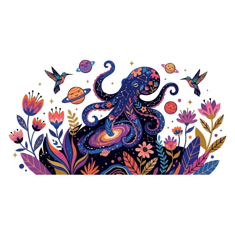 Psychedelic Kraken Bülten Nature Animaux Pattern
