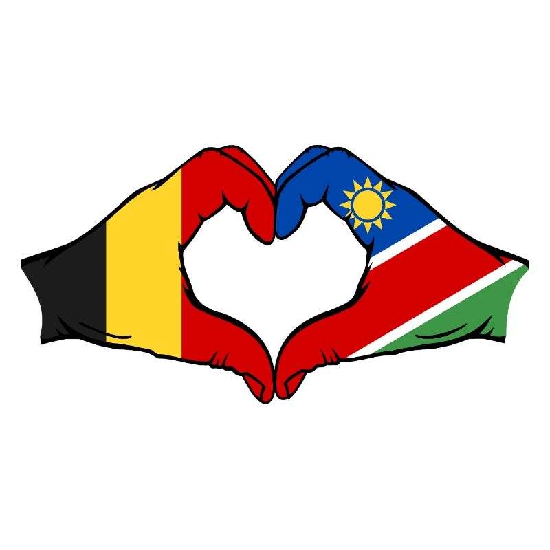 Belgium Namibia Flag Hands Heart Shape