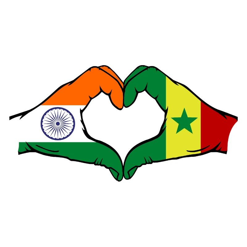 Inde Sénégal Drapeau Mains Coeur Forme