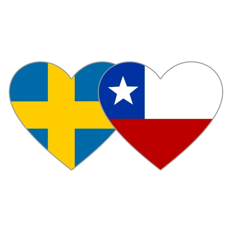 Sweden Chile Flag Heart