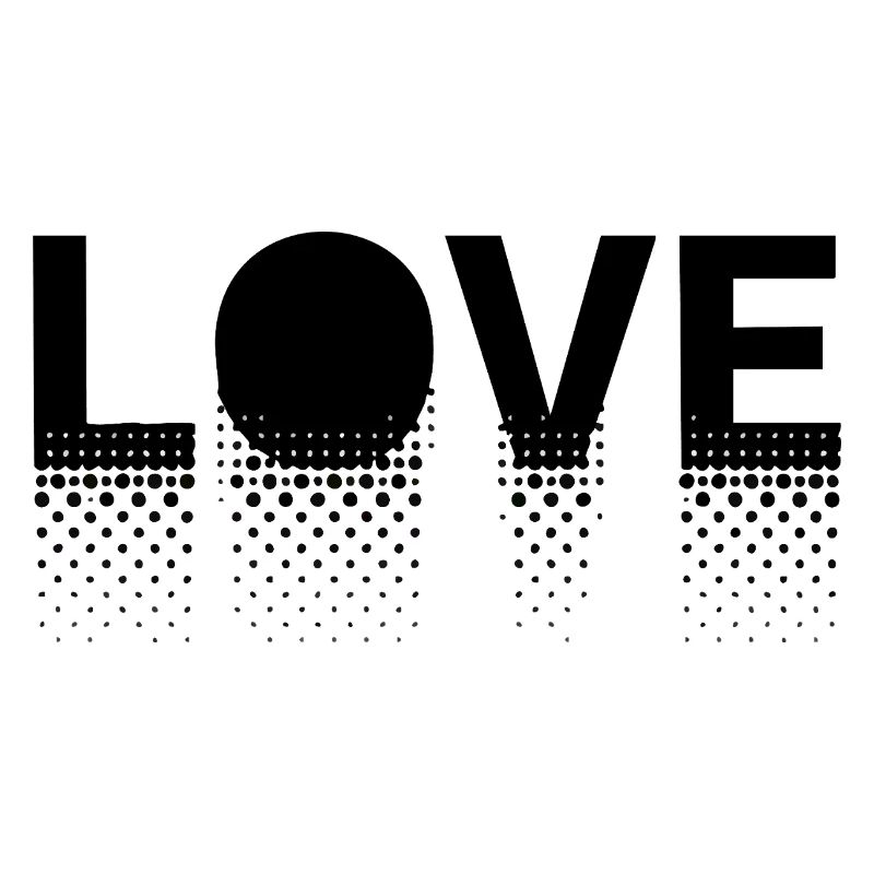 Love in dots on black background