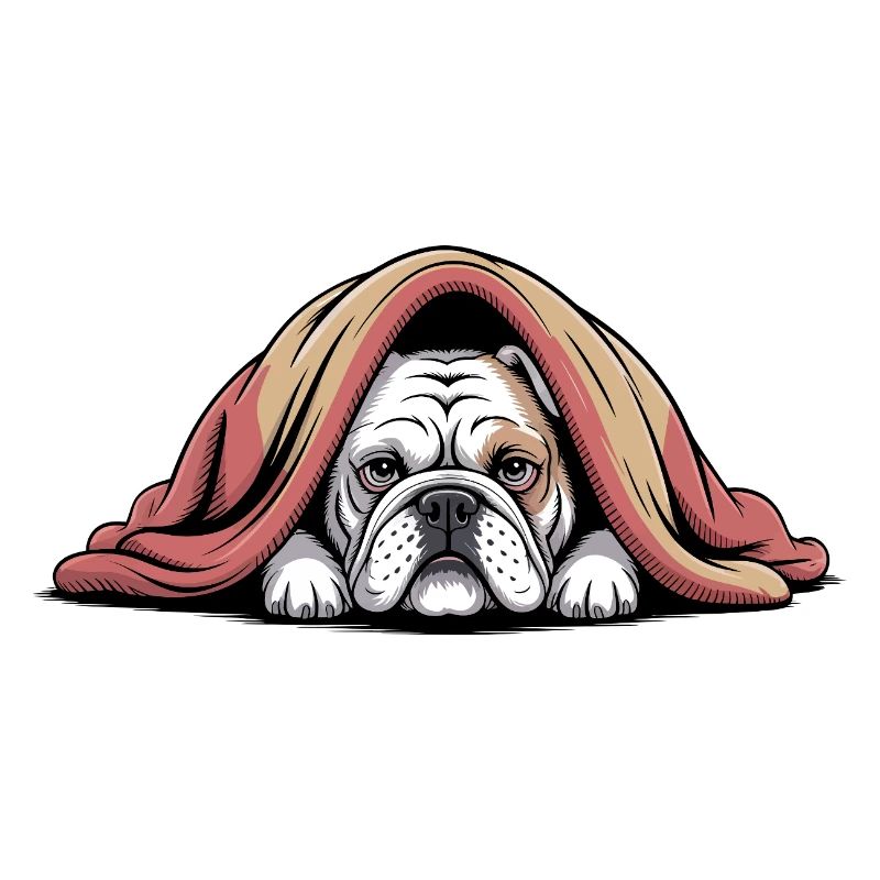 Bouledogue douillet sous couverture