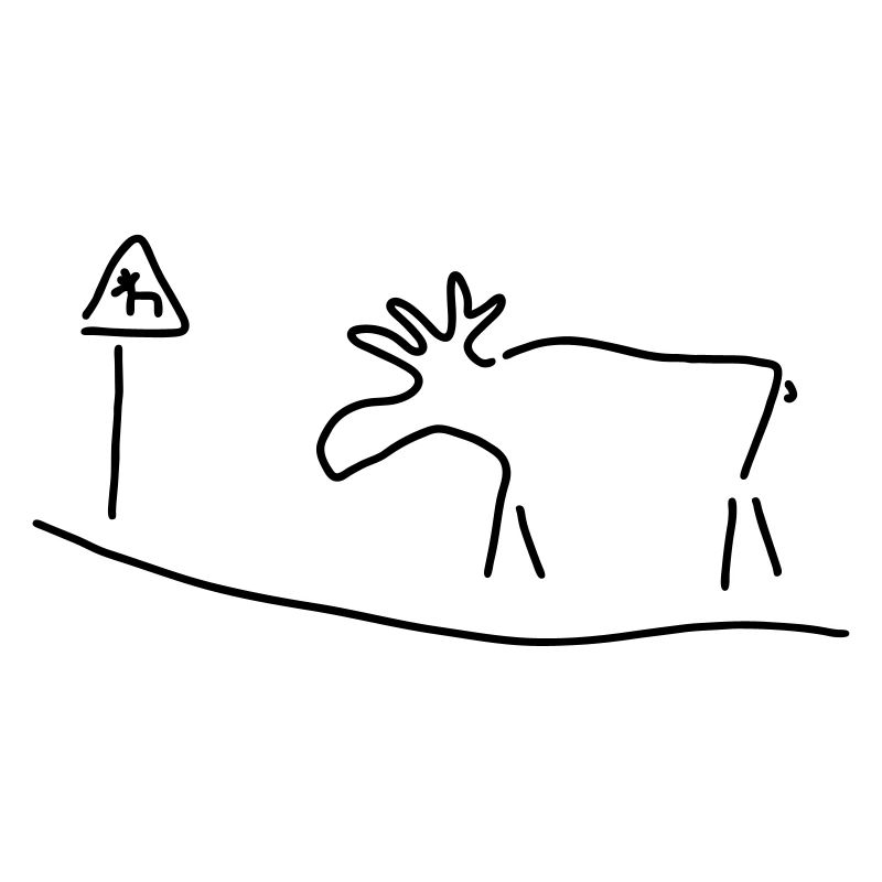 elch mit warnschild