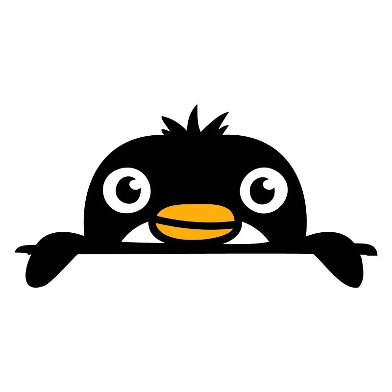 Petit pingouin jetant un coup d’œil doux de derrière le mur enfant