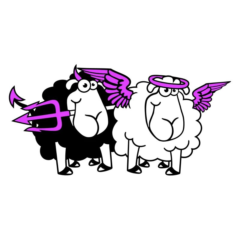 2 Mouton Ange Diable Satan Enfer Mal Paradis Bien