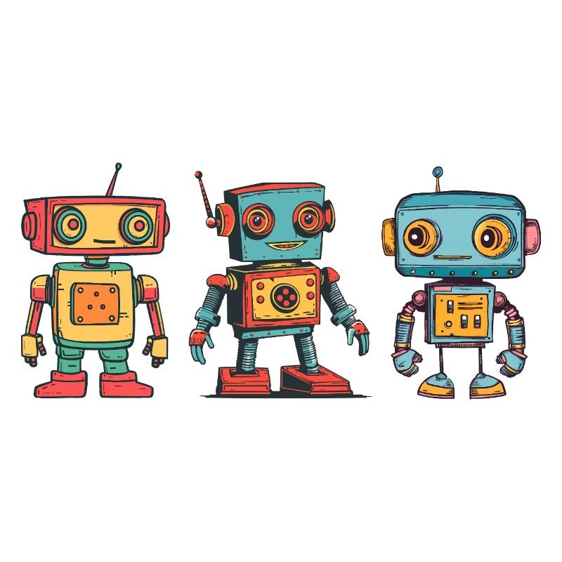 Nostalgische Retro Roboter Illustration