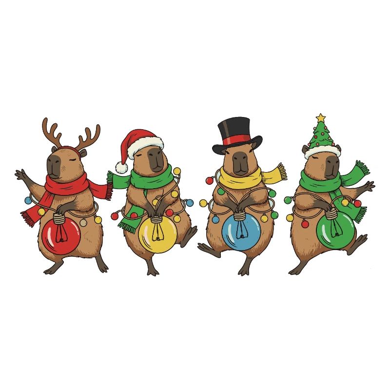 Lumières de Noël dansantes de capybara
