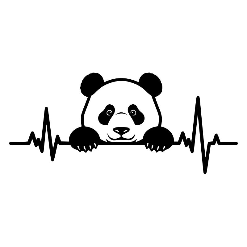 Cute Panda Heartbeat Line Style