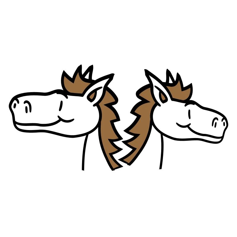 2 Pferde Team Pony Fohlen Pärchen Comic Freunde