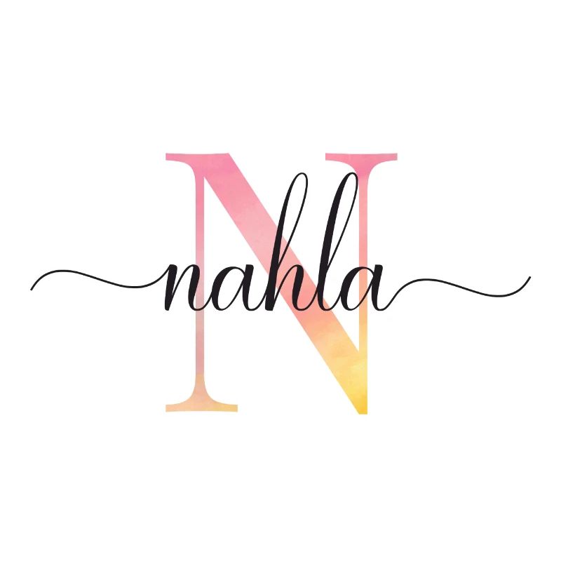N | Monogram | Name | Nahla |Watercolor