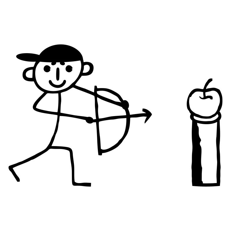 Strichmännchen Apfel schießen