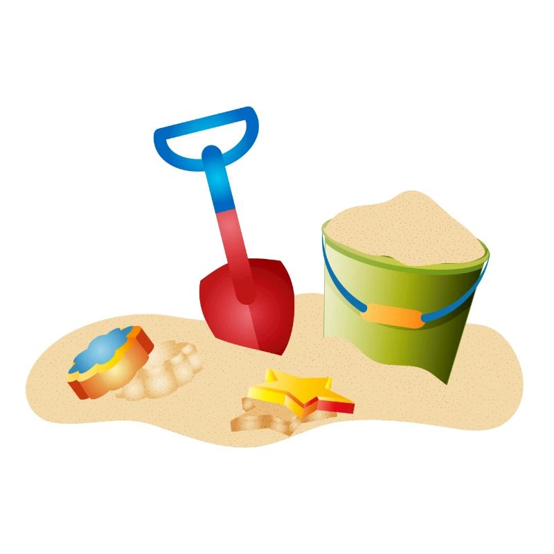 Jouets de sable sur la plage ou dans le bac à sable