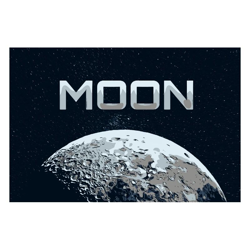 Der Mond mit Sternen und Text im Comic Style