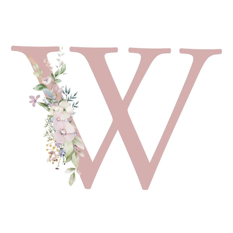 W Monogramm, Floral, personalisierbar