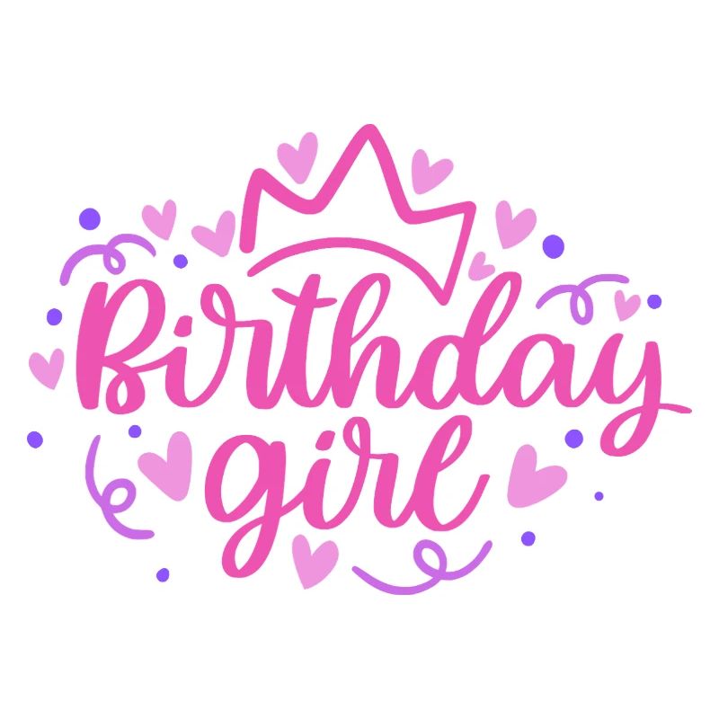 Birthday Girlie with Crown Heart Confetti