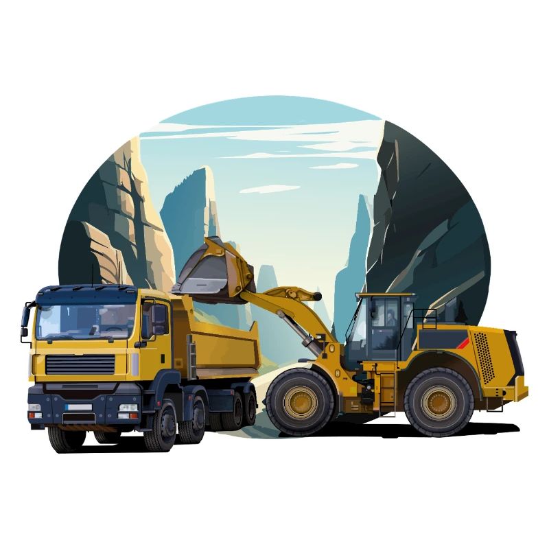 Bagger mit LKW im Steinbruch