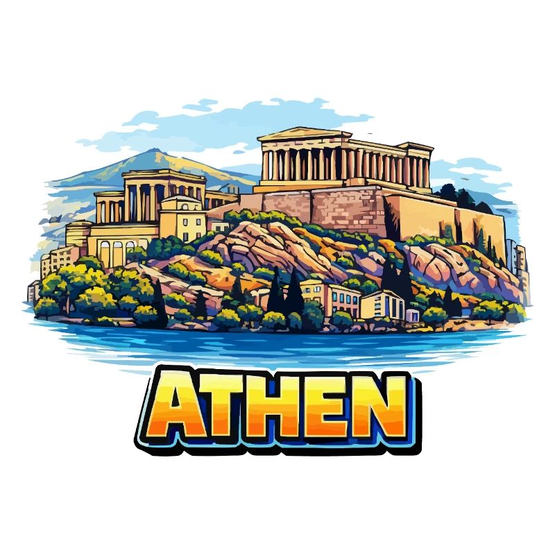 Illustration de l’île de l’Acropole d’Athènes