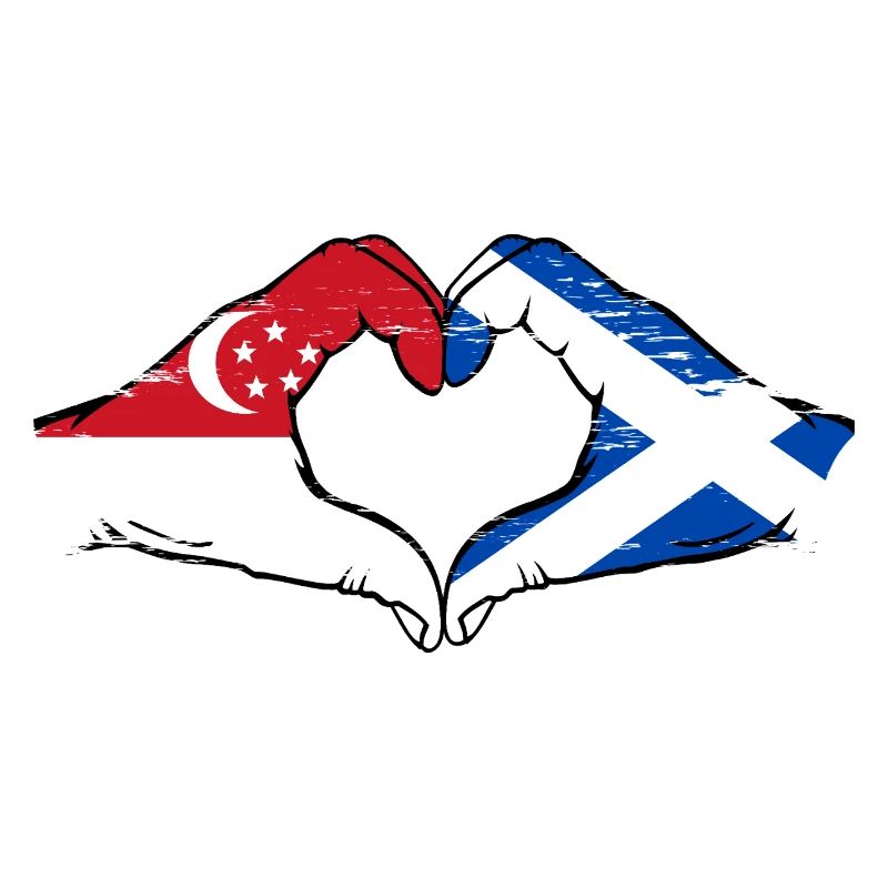 Singapour Drapeau de l’Écosse mains forme de coeur utilisé