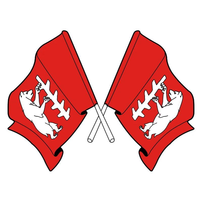 Two Crossed Warwickshire Flags