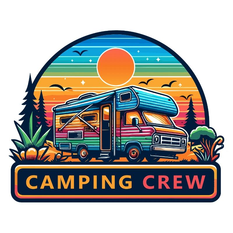 Rétro Sunset Camping RV Crew