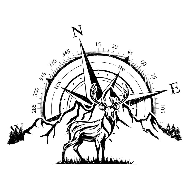 Compass and Deer in the Mountains