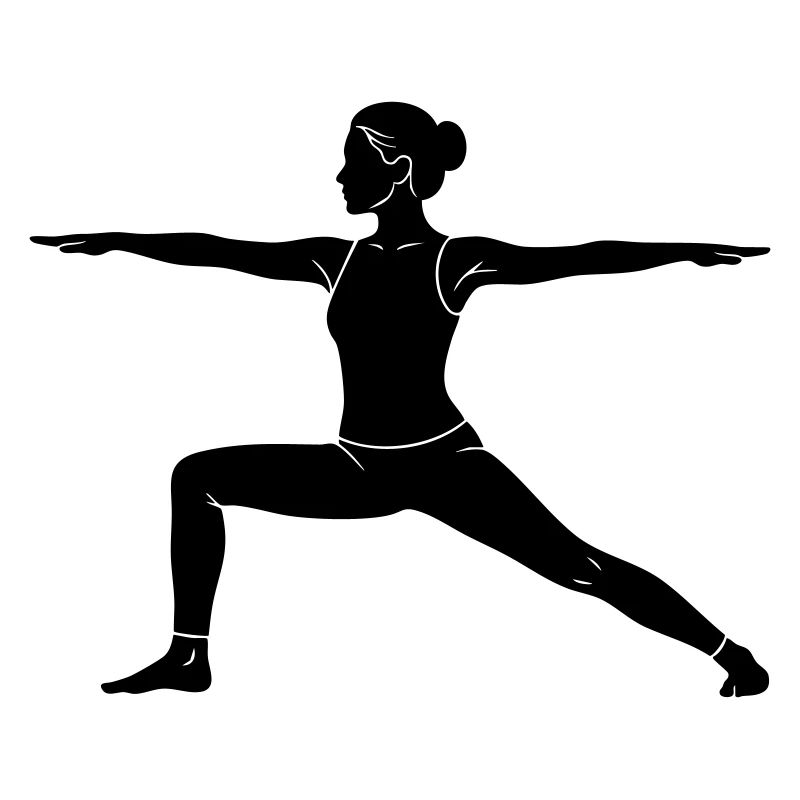 Silhouette de la posture de yoga du guerrier