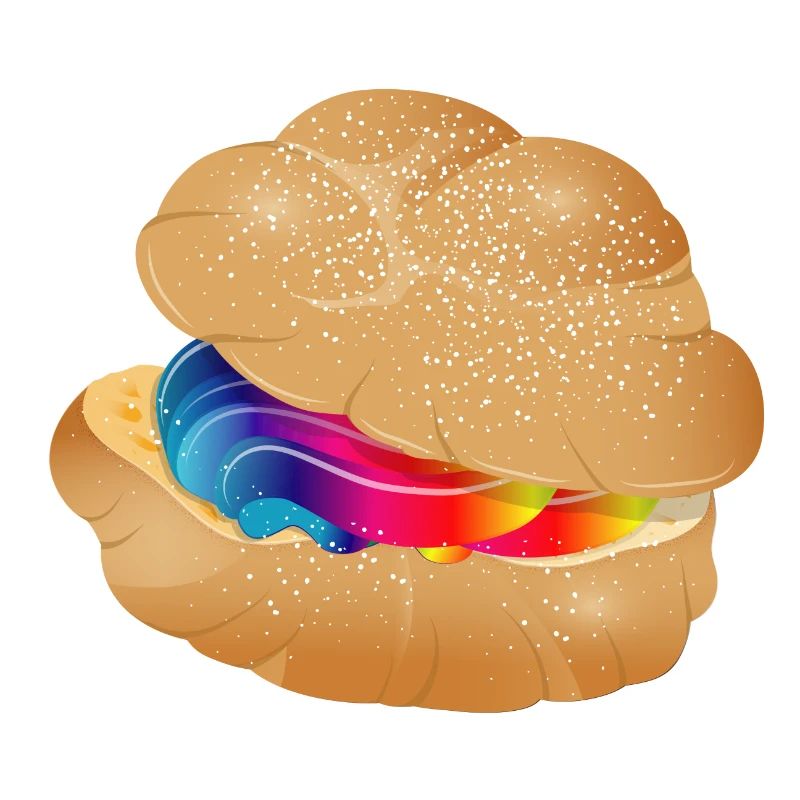 Illustration eines bunt gefüllten Windbeutel