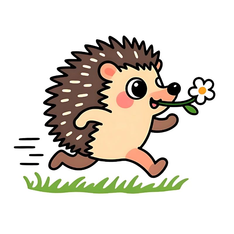 Hérisson avec une fleur