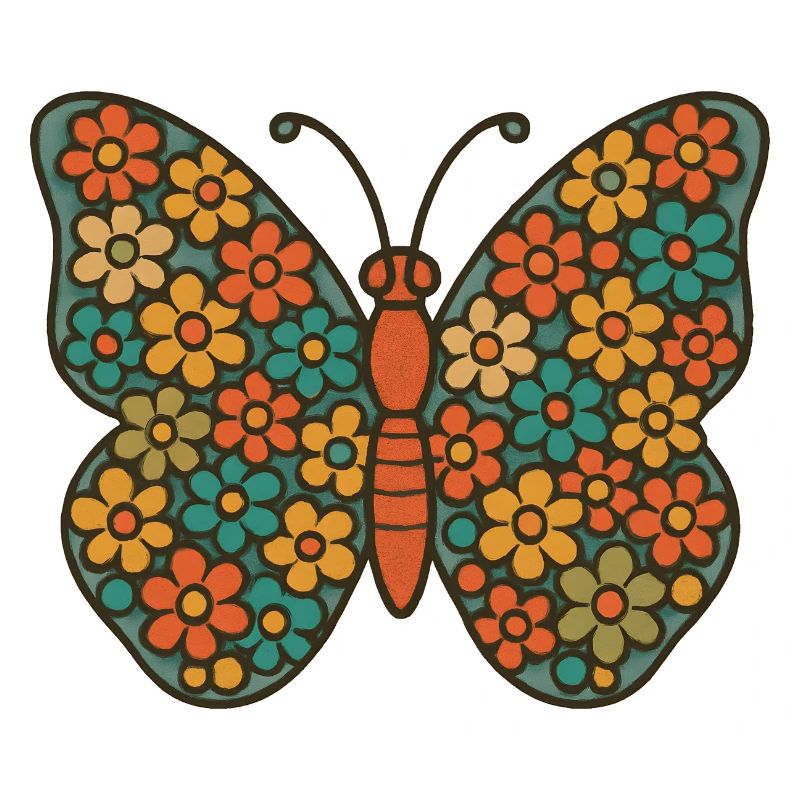 Papillon aux ailes de fleurs