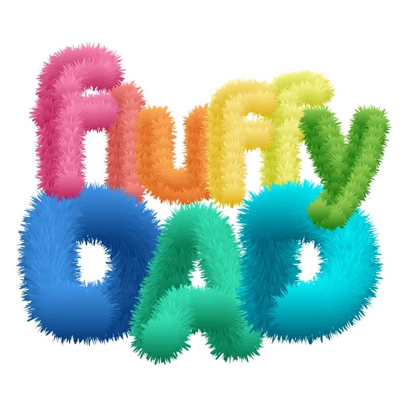 Fluffy Dad – Typographie colorée et moelleuse