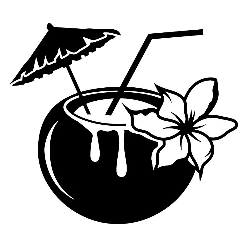 Un cocktail de lait de coco avec des fleurs