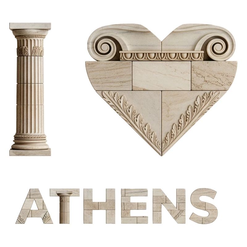 ATHÈNES – Lettrage architectural en marbre
